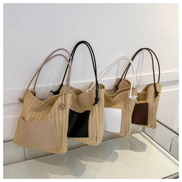 Women's Vintage Woven Straw Bag – Large