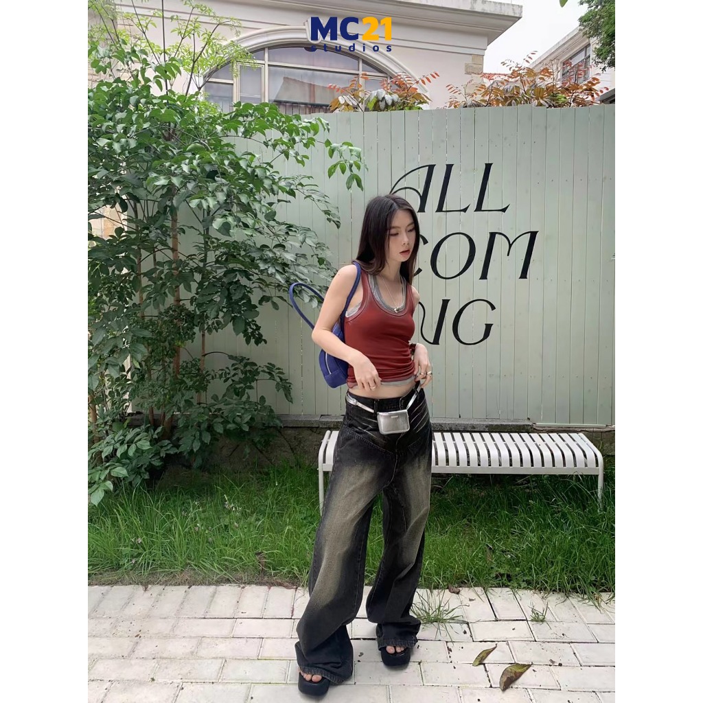 Ảnh Áo 3 lỗ croptop MC21.STUDIOS form ôm Ulzzang Streetwear Hàn Quốc tee nữ phông cổ tròn pull A4122 3