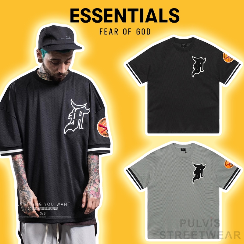 トップス FEAR OF GOD Mesh Baseball Jersey L FEAR OF GOD Mesh Batting Practice Jersey Black Men's - FW17 - US