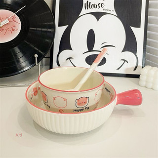 Set bát sứ 3 món hoạ tiết cao cấp lợn hồng cuteee