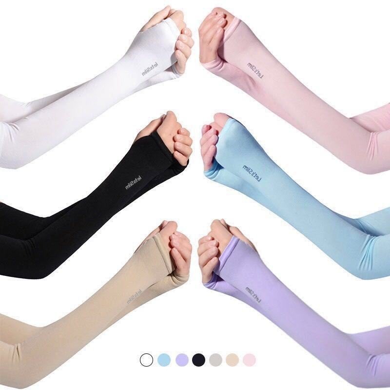 Bao găng tay chống nắng nữ iLita tất vớ ống tay dài chống tia UV che đi nắng xỏ ngón lái xe máy