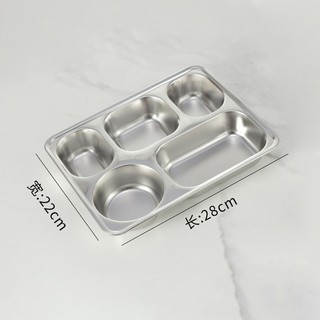 khay inox đựng thức ăn 5 ngăn, sâu lòng, khay ăn cơm công ty , hàng ăn không nắp
