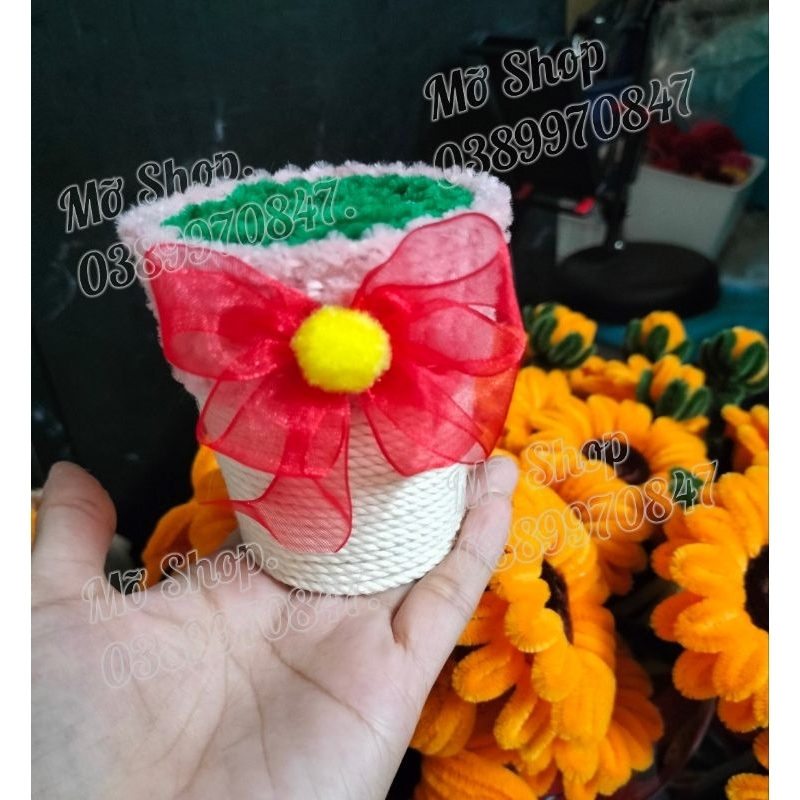 Chậu Bọc Kẽm Nhung  Dùng Cắm Hoa  Kẽm Nhung, Hoa Giấy, Hoa Sáp