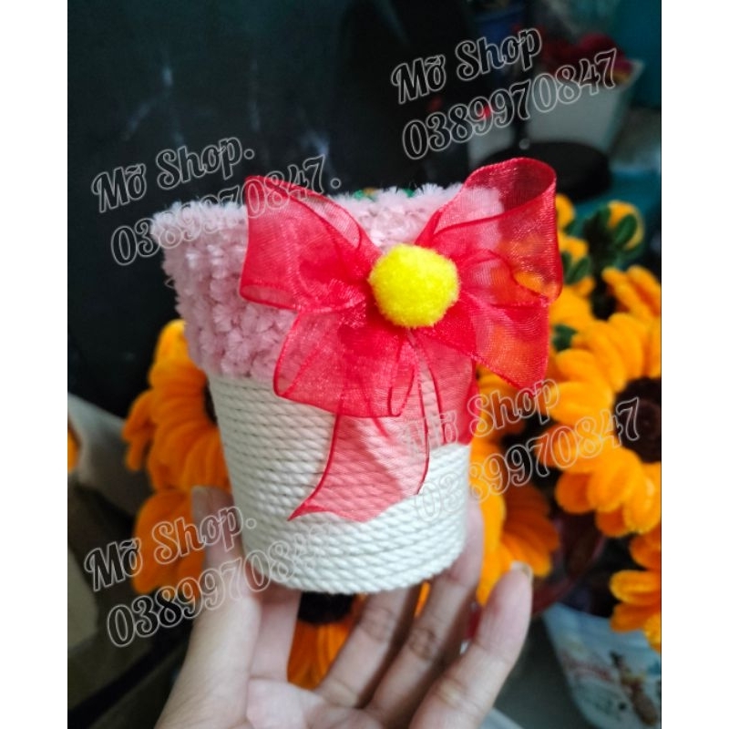 Chậu Bọc Kẽm Nhung  Dùng Cắm Hoa  Kẽm Nhung, Hoa Giấy, Hoa Sáp