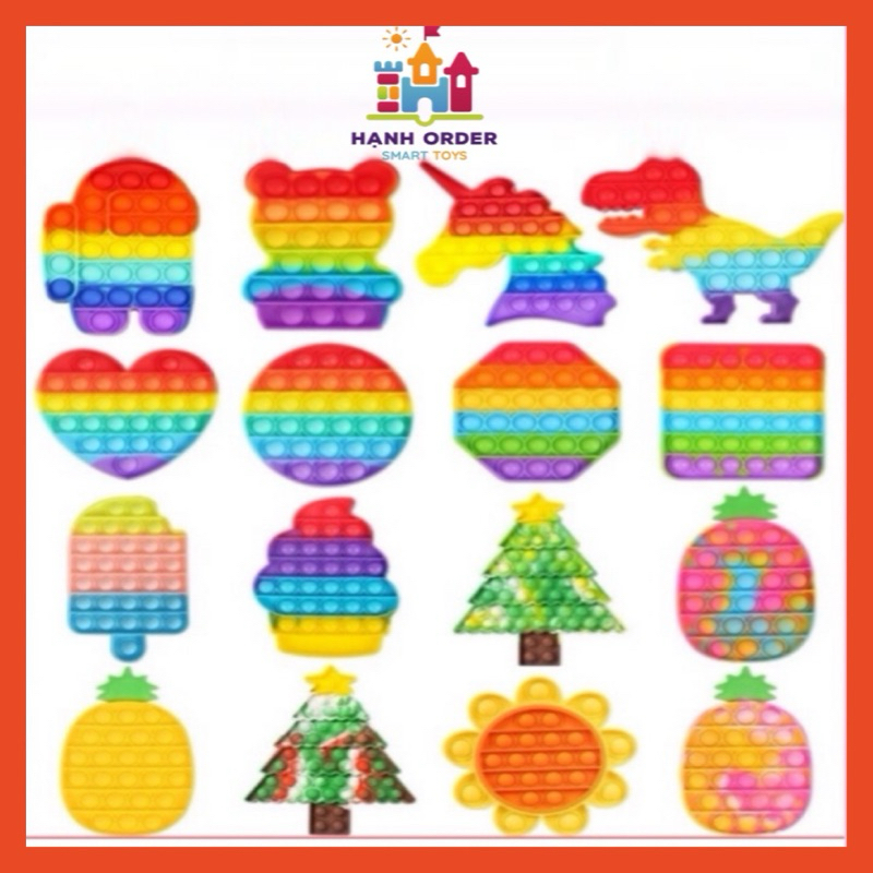 [RẺ VÔ ĐỊCH] Combo 10 Pop it Đủ Mẫu Giá Rẻ, Đồ Chơi Bóp Tay Xả Stress, Bóp Bong Bóng Nhiều Màu Sắc Giảm Căng Thẳng.