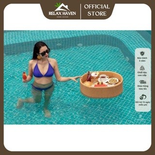 Khay Nổi Bể Bơi Mây Nhựa Cao Cấp Hình Oval, Sang Chảnh Và Xin Xò Relax Haven - Decor Bể Bơi, Homestay, Khách Sạn/HCM