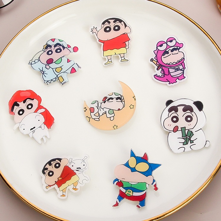 Combo 10 Huy hiệu ghim pin cài áo Shin cực dễ thương 4cm 5cm