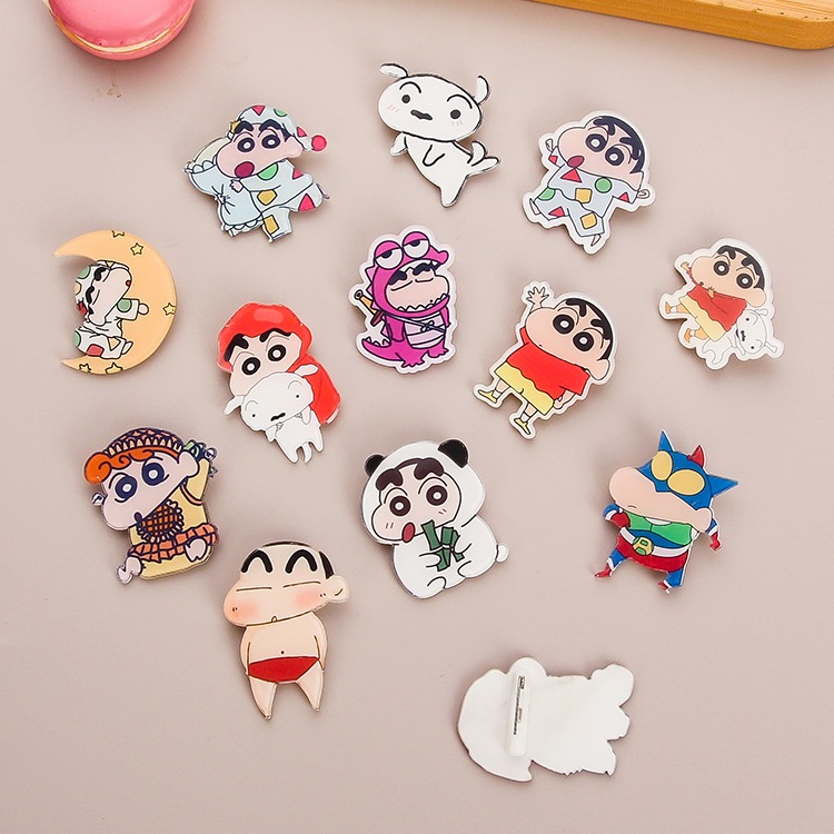 Combo 10 Huy hiệu ghim pin cài áo Shin cực dễ thương 4cm 5cm