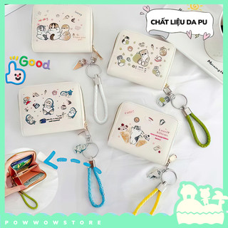 [Sẵn VN] Ví Đựng Thẻ Nhỏ Gọn Tiện Dụng 3 Ngăn Da Pu Hoạ Tiết Phong Cách Hình Mèo Cat Đáng Yêu Cute