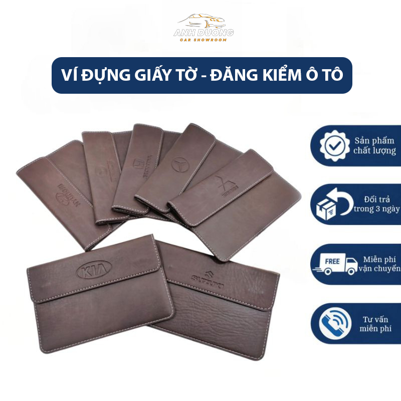 Ví da đựng đăng kiểm, giấy tờ ô tô Cao Cấp - Bóp đựng giấy tờ xe hơi có logo các dòng xe -Chất liệu da tốt Bảo Hành 2Năm