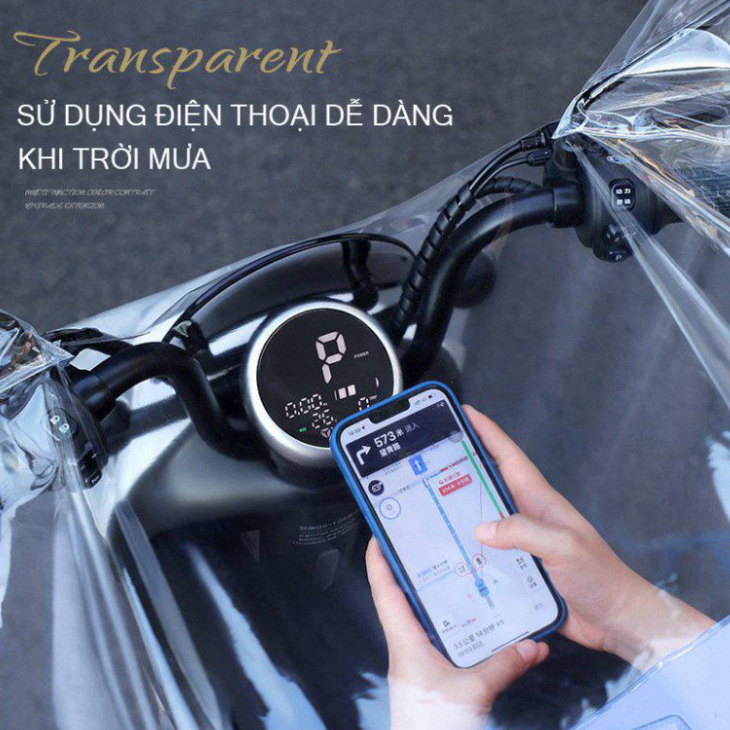 Áo Mưa Nửa Trước Trong Suốt Chất Liệu Dày Dặn Chống Thấm Nước Kèm Kính Chắn Mưa (didooglt )