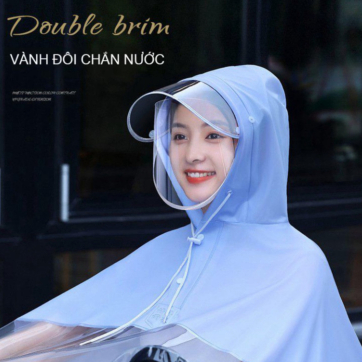 Áo Mưa Nửa Trước Trong Suốt Chất Liệu Dày Dặn Chống Thấm Nước Kèm Kính Chắn Mưa (didooglt )