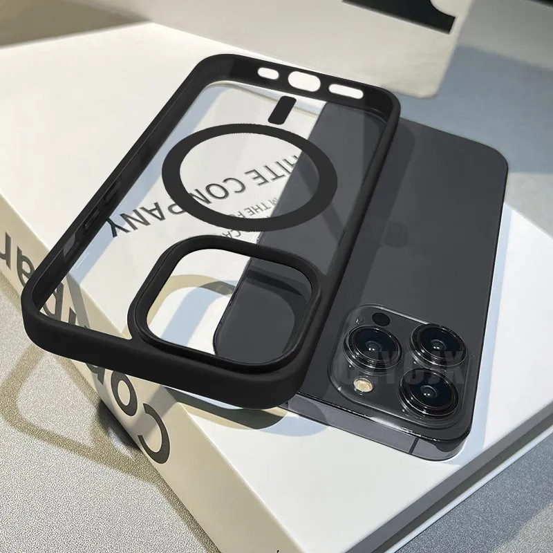 Ốp điện thoại viền màu KOLEAD P46 hỗ trợ sạc từ tính, chống va đập dành cho các dòng iphone 11 12 13 14 15 Pro Promax