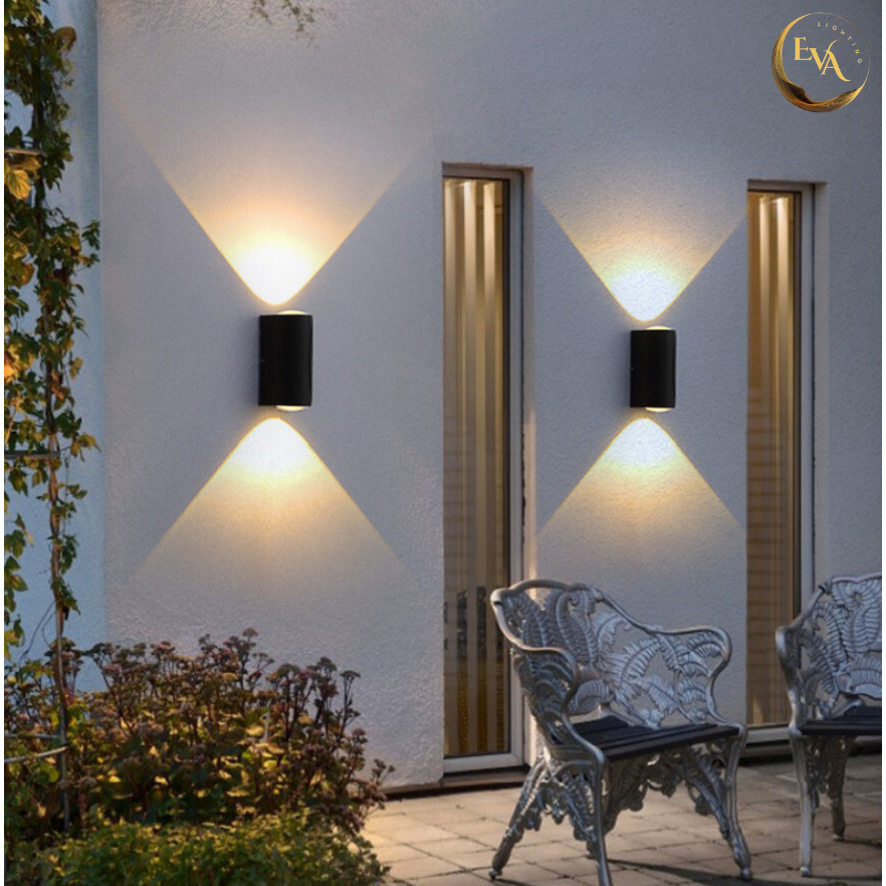 Đèn tường ngoại thất hắt 2 đầu EVA WY-02 đèn ngoài trời, trong nhà, đèn cầu thang, đèn sân vườn bảo hành 12 tháng