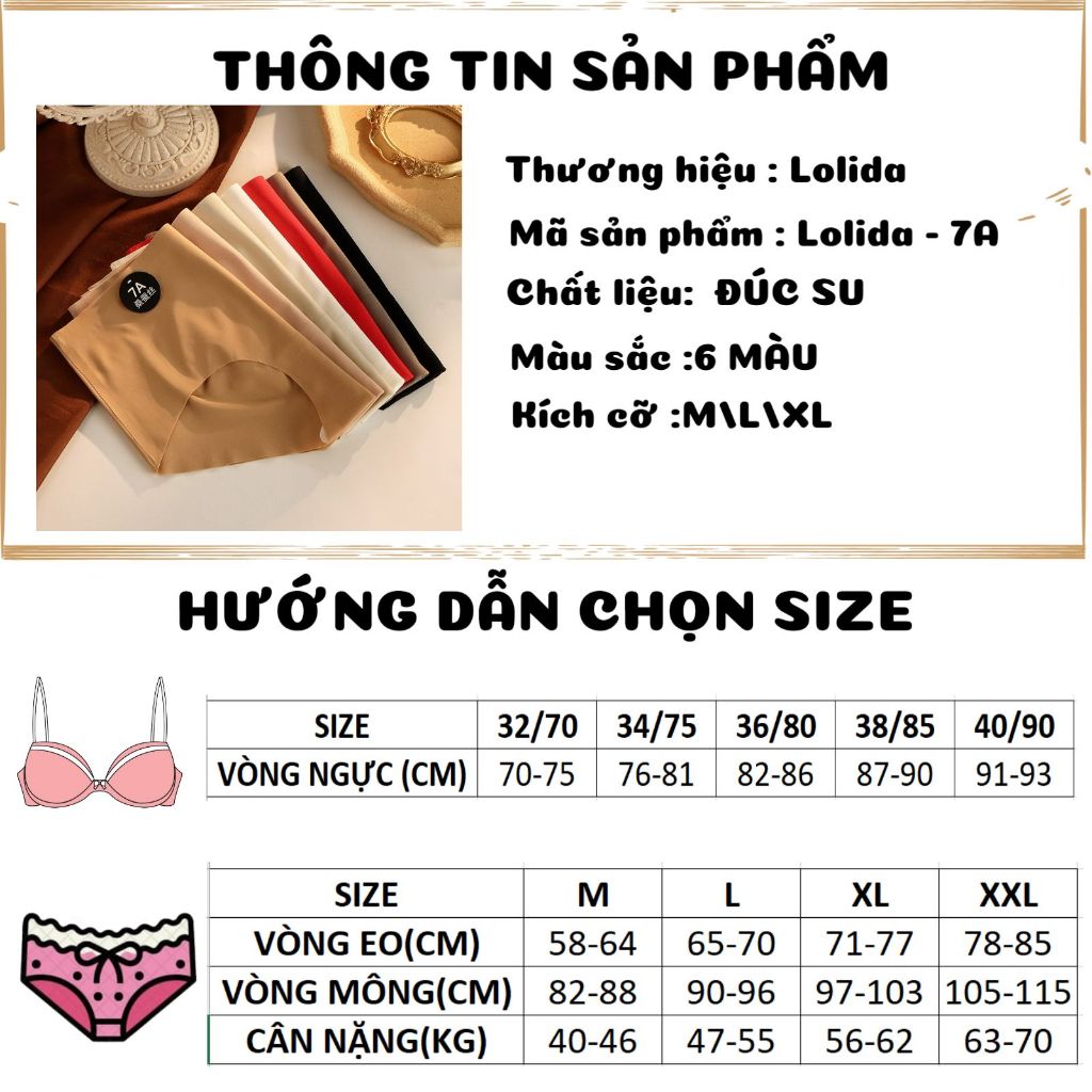 Quần Lót Nữ Đúc Su LOLIDA Không Đường May Cao Cấp Mềm Mại Kháng Khuẩn Mẫu 7A