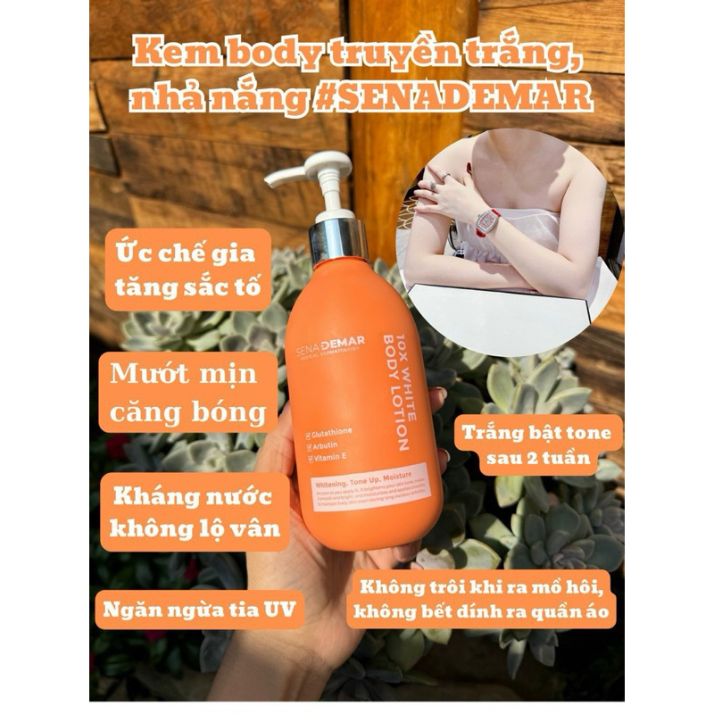 Kem body sena demar 10x white body lotion giúp dưỡng trắng da 300ml - hạn 2028 kem body senademar Hàn Quốc  IS154