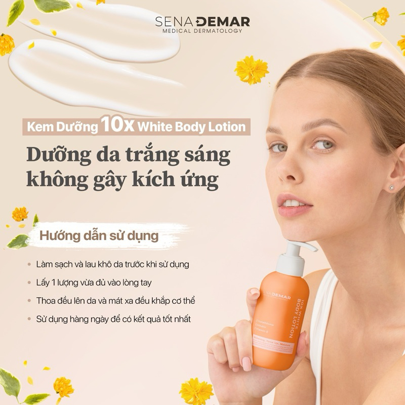 Kem body sena demar 10x white body lotion giúp dưỡng trắng da 300ml - hạn 2028 kem body senademar Hàn Quốc  IS154