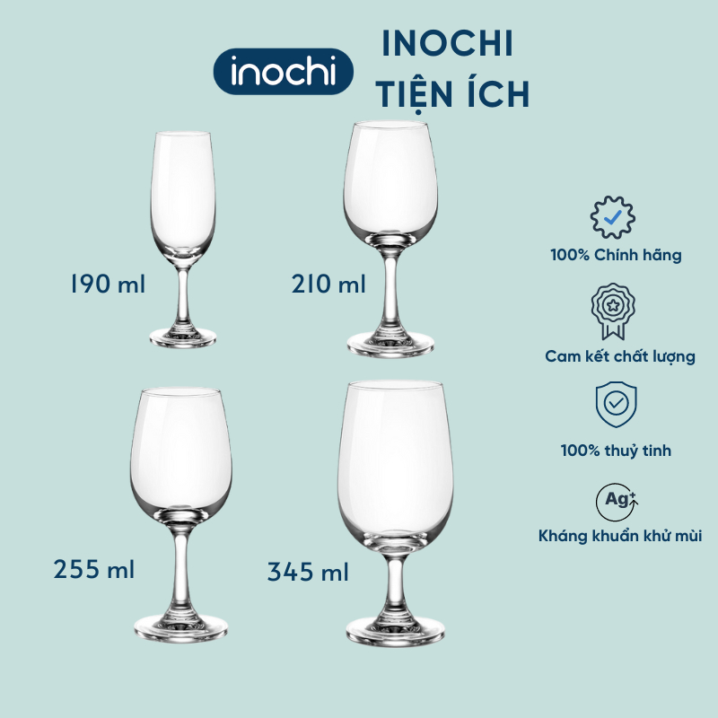 Bộ 6 ly thủy tinh sâm panh rượu vang - CHÍNH HÃNG INOCHI