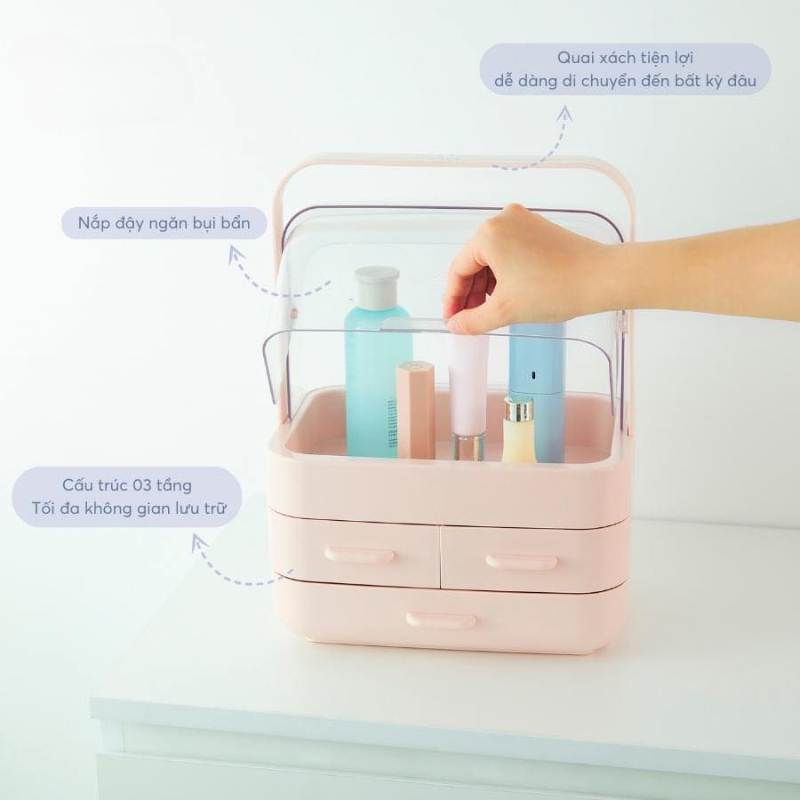 Kệ mỹ phẩm Hanimi có nắp và không nắp tiện lợi - CHÍNH HÃNG INOCHI