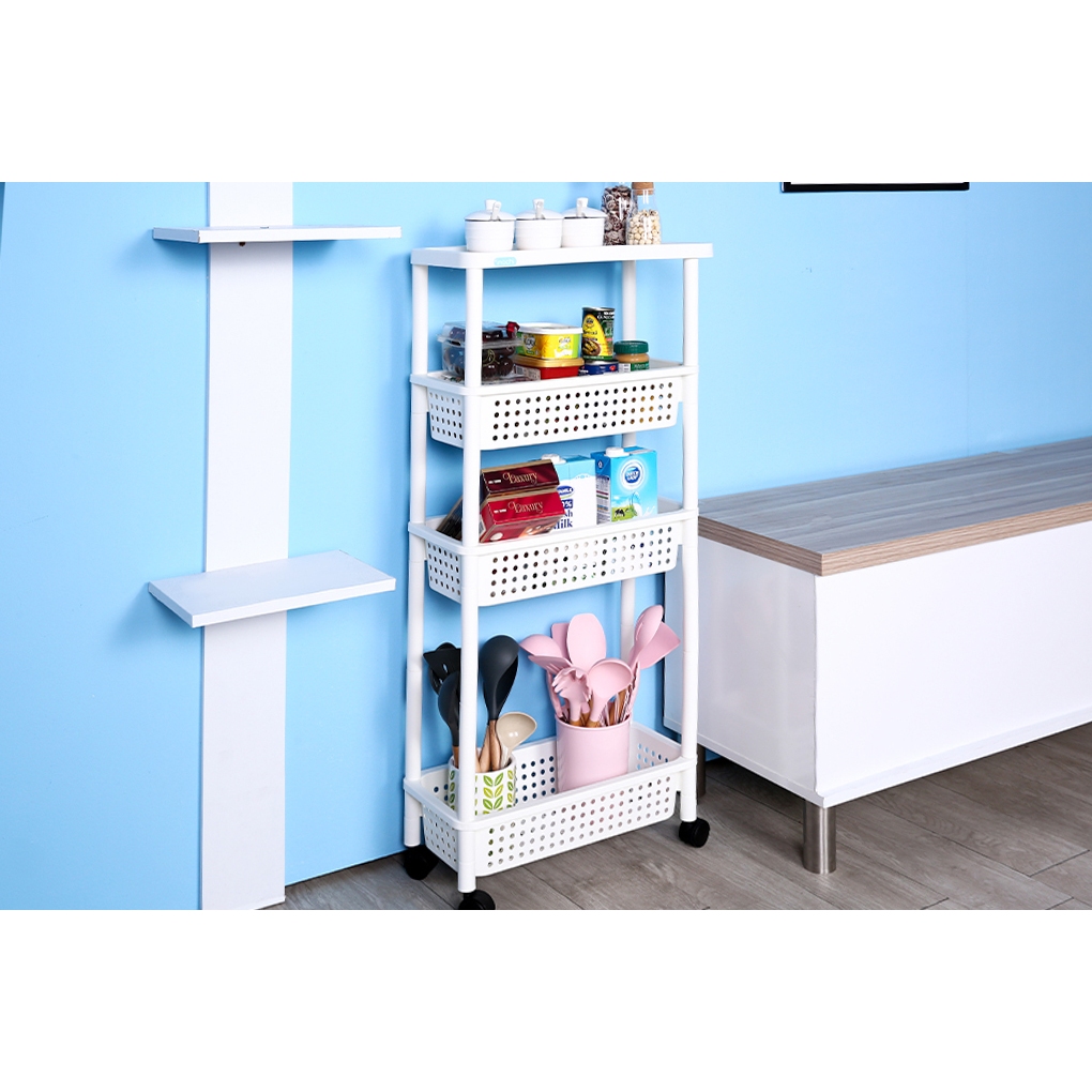 Kệ di động có bánh xe trang trí phòng và đựng đồ dùng tiện lợi 4 tầng - CHÍNH HÃNG INOCHI