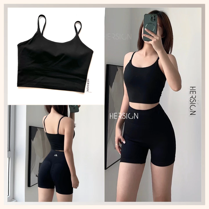 Đồ tập gym nữ Set đồ tập yoga nữ Áo croptop hai dây Quần đùi HERSIGN-SMIX11N12 BST HERSIGN Bare Form