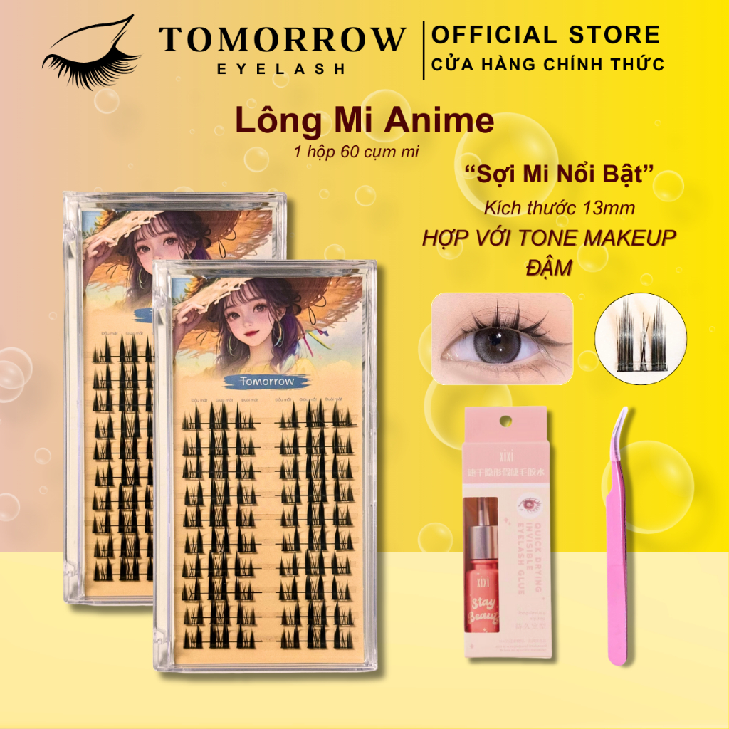 Lông mi ANIME cụm mi đôi tách sợi, trang điểm cho đôi mắt thêm long ...