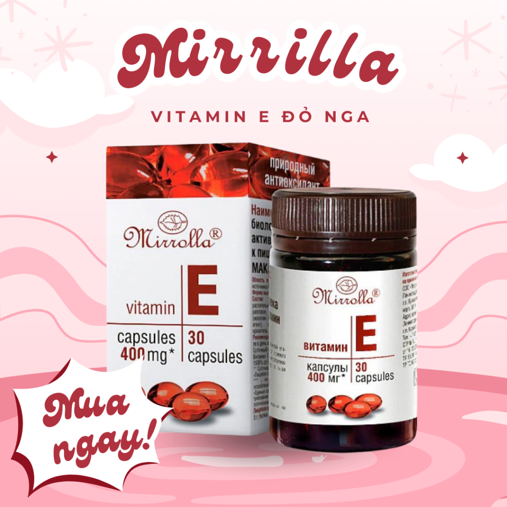 Viên Uống Sáng Da Vitamin E Đỏ Nga Mirrolla 400mg Lọ Nhựa 30 Viên Shopee Việt Nam