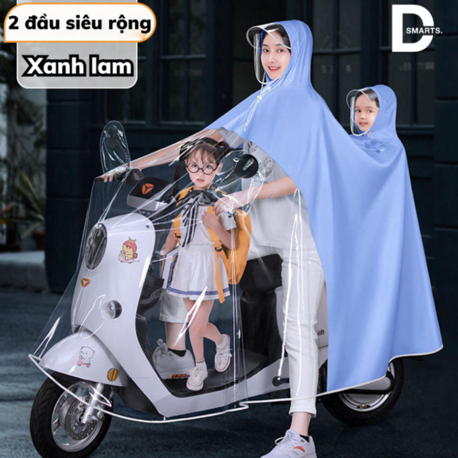 Áo mưa nửa trước trong suốt cho Mẹ và Bé Didooglt, che phủ toàn thân, kèm kính chắn mưa ( Hàng Dẹp )