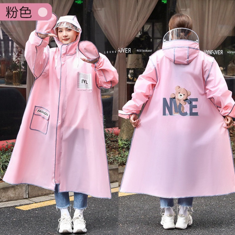 Áo Mưa Thời Trang Họa Tiết Gấu Nice Thiết Kế Thân Dài Có Kính Chắn Mưa Và Bao Tay( didooglt )