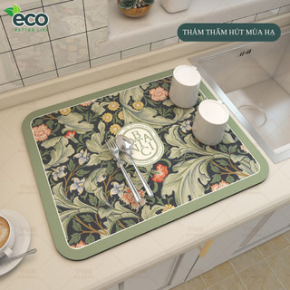 Thảm thấm hút nước ECO nhanh khô, chất liệu da Nappa chống trượt, Thảm lót ly tiện dụng cho nhà bếp