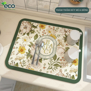 Thảm thấm hút nước ECO nhanh khô, chất liệu da Nappa chống trượt, Thảm lót ly tiện dụng cho nhà bếp