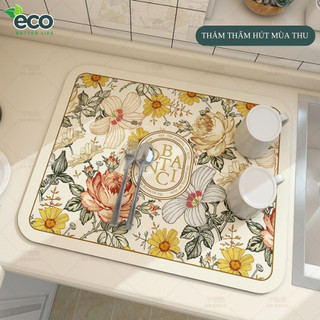 Thảm thấm hút nước ECO nhanh khô, chất liệu da Nappa chống trượt, Thảm lót ly tiện dụng cho nhà bếp