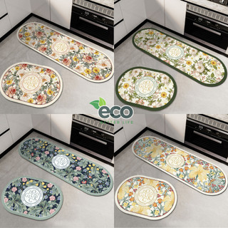 Thảm trải sàn nhà bếp ECO thấm hút nước, Thảm chùi chân lót cao su chống trơn trượt dễ dàng vệ sinh