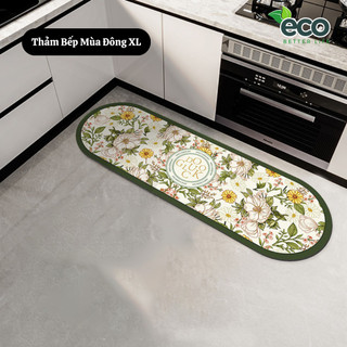 Thảm trải sàn nhà bếp ECO thấm hút nước, Thảm chùi chân lót cao su chống trơn trượt dễ dàng vệ sinh