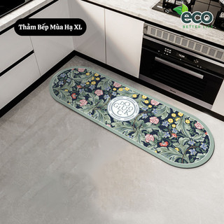 Thảm trải sàn nhà bếp ECO thấm hút nước, Thảm chùi chân lót cao su chống trơn trượt dễ dàng vệ sinh