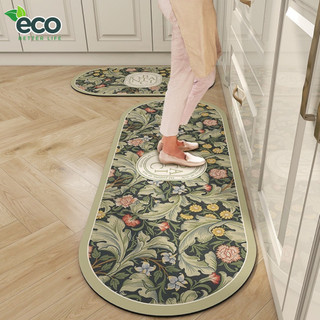 Thảm trải sàn nhà bếp ECO thấm hút nước, Thảm chùi chân lót cao su chống trơn trượt dễ dàng vệ sinh