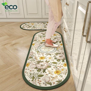 Thảm trải sàn nhà bếp ECO thấm hút nước, Thảm chùi chân lót cao su chống trơn trượt dễ dàng vệ sinh