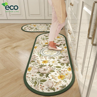 Thảm trải sàn nhà bếp ECO thấm hút nước, Thảm chùi chân lót cao su chống trơn trượt dễ dàng vệ sinh