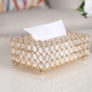 Hộp Tròn Pha Lê Đựng Khăn Giấy Trang Trí Nội Thất