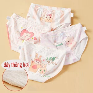 Quần lót bé gái, quần chíp tam giác trẻ em hàng cotton cao cấp cạp chun phối nơ nhỏ siêu xinh