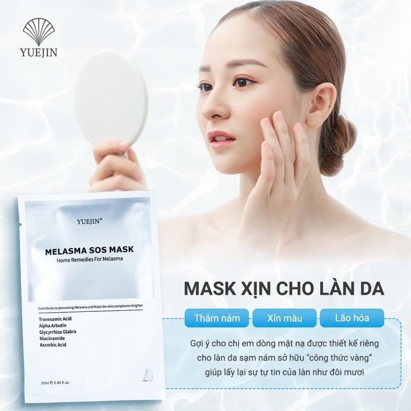 Mặt Nạ Yuejin Melasma SOS - Dưỡng trắng, Giảm nám và Chống lão hóa da (25ml) hạn 2028 IS220