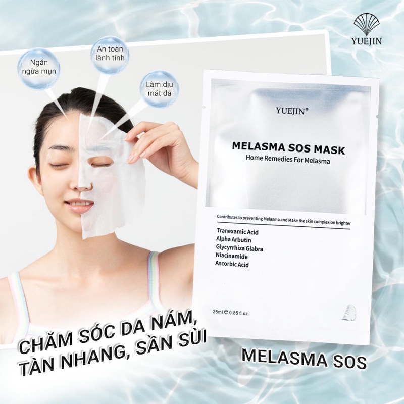 Mặt Nạ Yuejin Melasma SOS - Dưỡng trắng, Giảm nám và Chống lão hóa da (25ml) hạn 2028 IS220