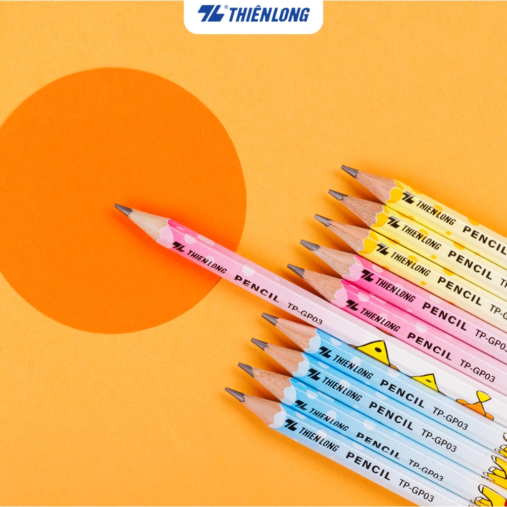 Combo 5 Bút chì gỗ Thiên Long TP GP-03, độ cứng 2B, thân lục giác, bút lướt nhẹ nhàng trên bề mặt viết, màu ngẫu nhiên | BigBuy360 - bigbuy360.vn