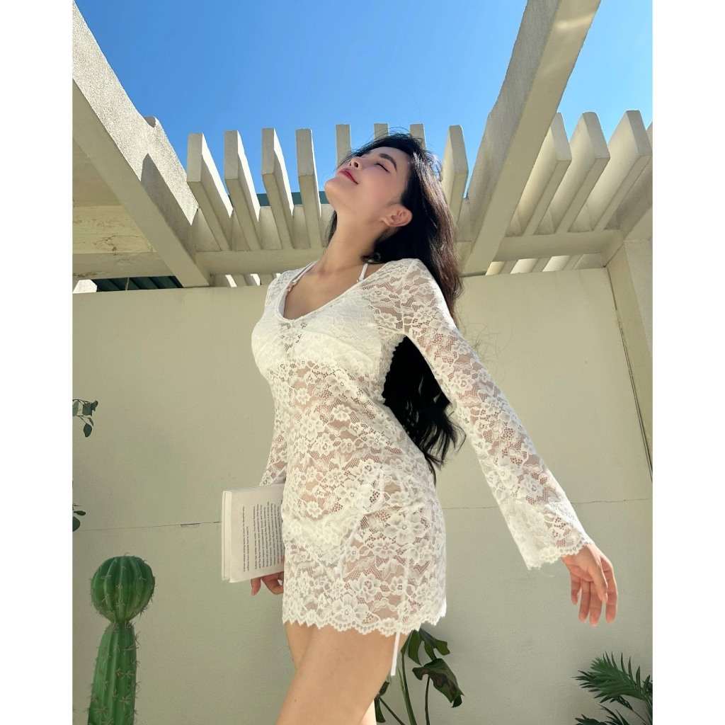 [ BKN 1040 ]Đồ bơi bikini đi biển ba món Lưới Ren xuyên thấu, lưới co giãn tốt, chất ren  cáo cấp.BIKINI HAN.T SHOP