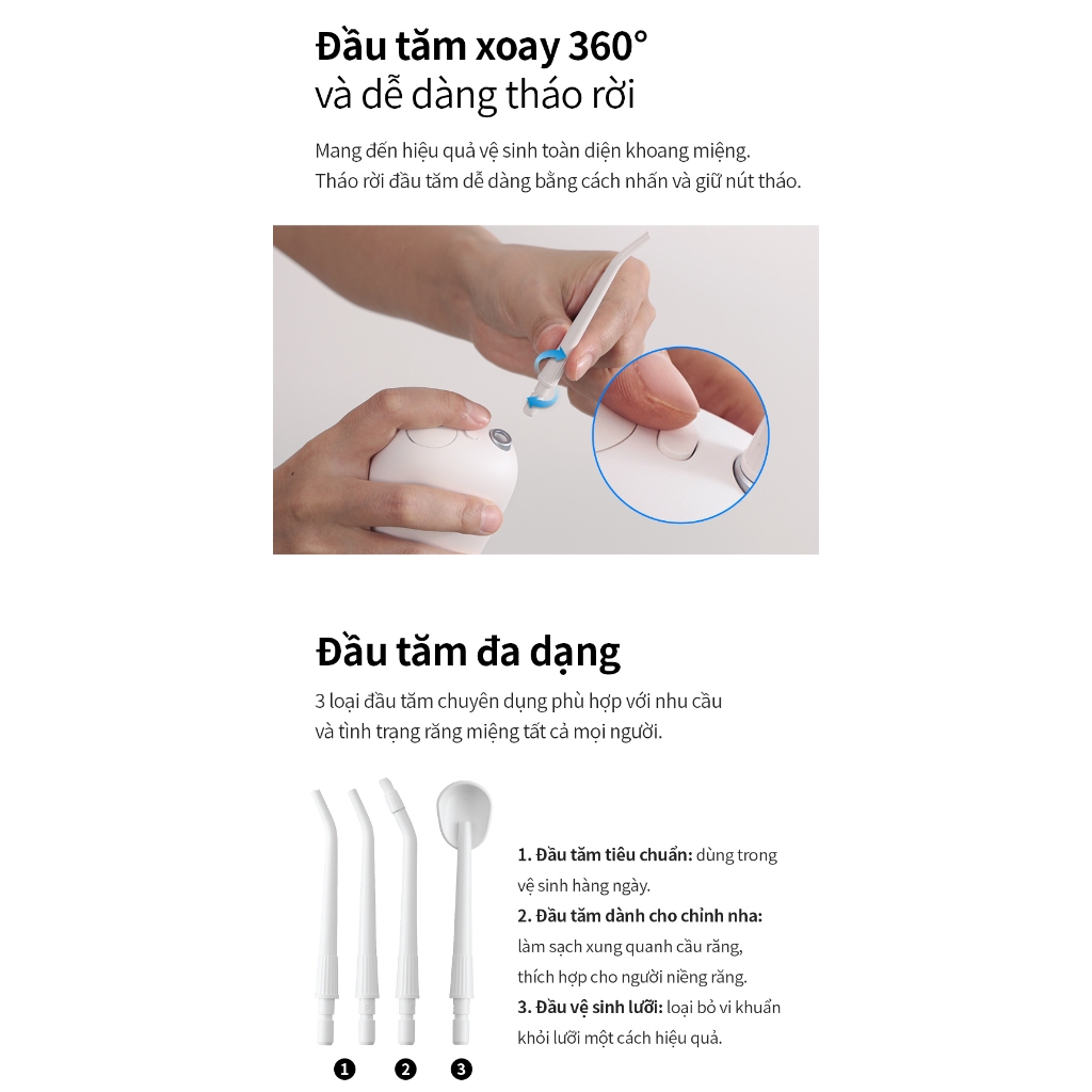 Bộ 4 đầu tăm nước thay thế LocknLock ENR146WHT_RB - dùng cho máy tăm nước ENR146WHT - K-MALL
