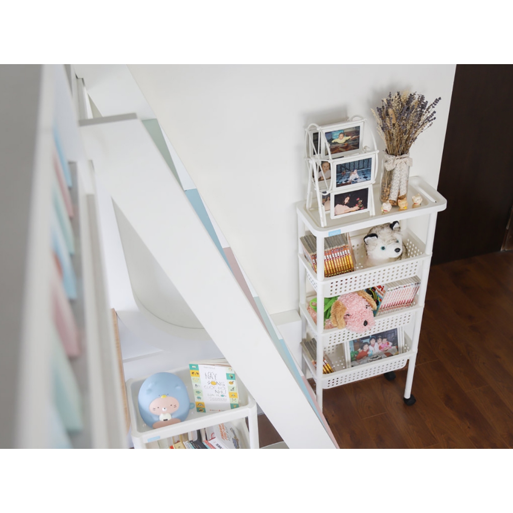 Kệ di động có bánh xe trang trí phòng và đựng đồ dùng tiện lợi 4 tầng - CHÍNH HÃNG INOCHI