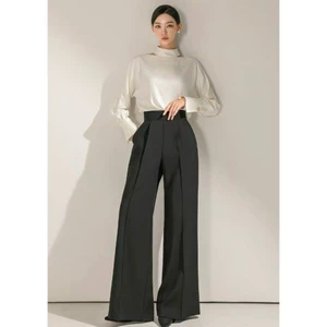 Set bộ áo lụa phối quần culottes ống rộng cạp cao siêu hách dáng A1884