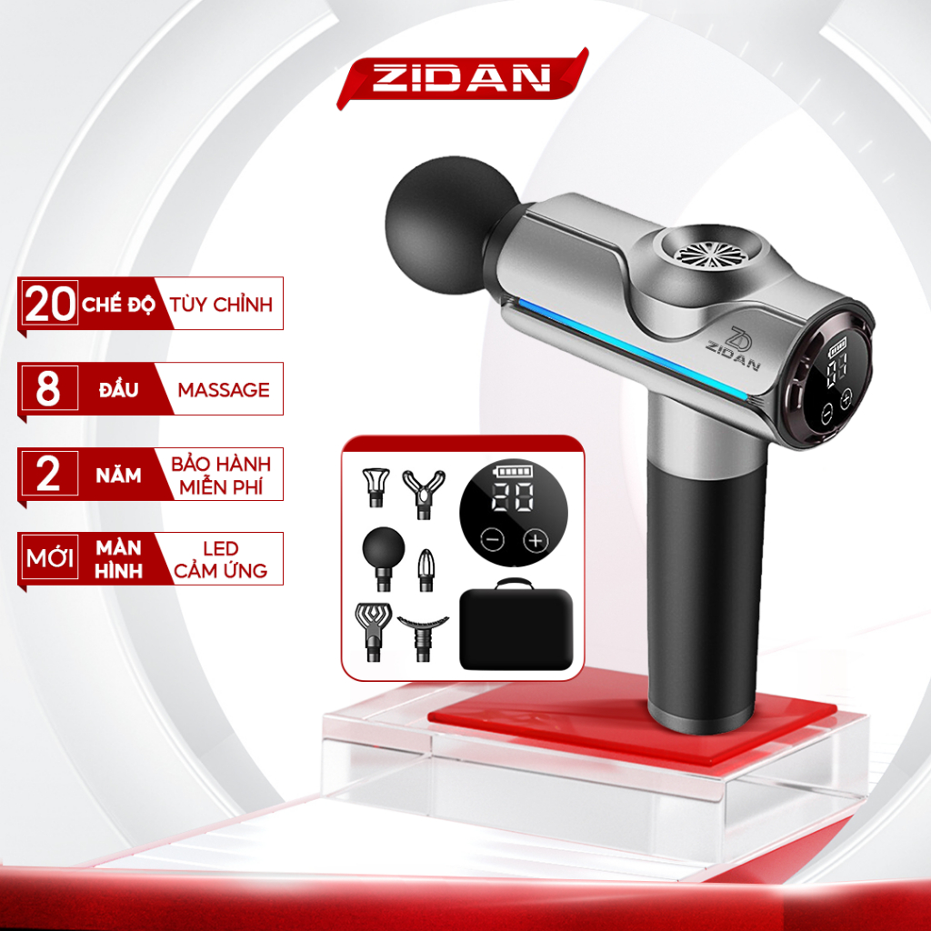 Máy massage cầm tay ZiDan cao cấp không chổi than màn hình cảm ứng lực đấm siêu mạnh 15000 vòng/phút,pin 4000 Mah
