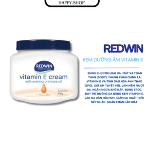Kem dưỡng ẩm da Vitamin E Cream, Kem dưỡng da chống nẻ mềm mịn Redwin 300g giúp cấp ẩm cho da
