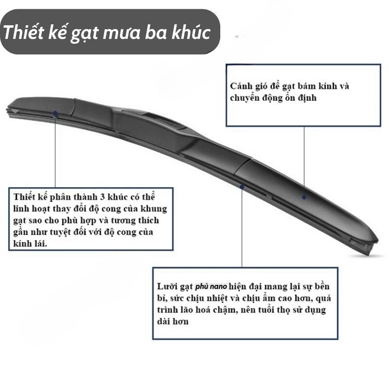 (Hàng Xịn) Gạt Mưa Ô Tô Silicon Hybrid Nhựa 3 Khúc Cao Cấp -CARALL-Made In Japan (1 Cây)